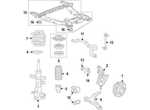 2021 Buick Envision Front Suspension Components, Lower Control Arm, Ride Control, Stabilizer Bar Knuckle Diagram for 23271315