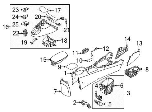 2019 Kia Soul EV Center Console Mat-Console Tray Diagram for 84627E4000