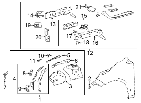 2022 Toyota Corolla Structural Components & Rails Grommet Diagram for 90480-25037