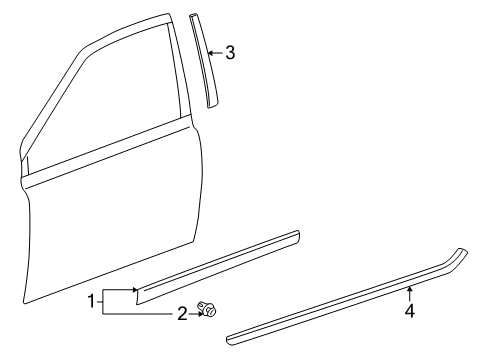 2002 Toyota Echo Exterior Trim - Front Door Lower Molding Diagram for 75736-52020