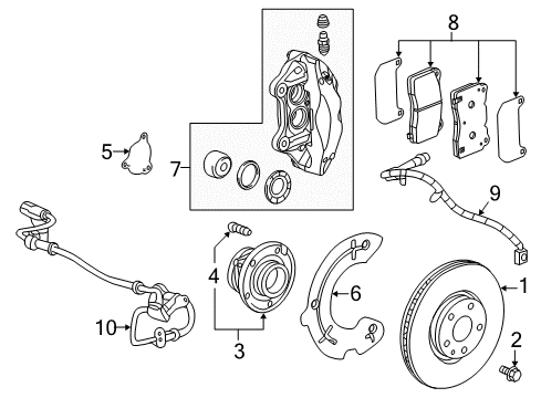 2018 Cadillac CTS Anti-Lock Brakes Caliper Diagram for 84229173