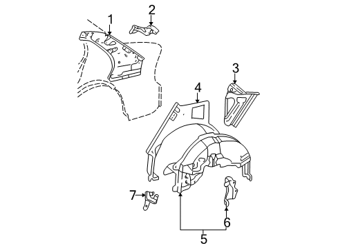 Diagram for 2004 Toyota Corolla Inner Structure - Quarter Panel 