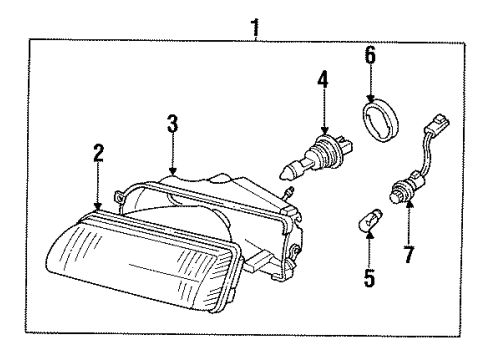 1992 Infiniti G20 Bulbs Left Headlight Assembly Diagram for B6060-62J00