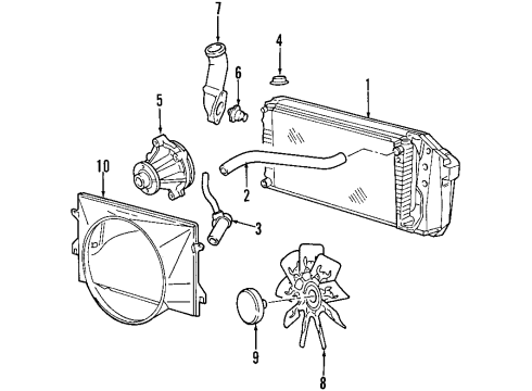 1997 Ford F-150 Cooling System, Radiator, Water Pump, Cooling Fan Lower Hose Diagram for F65Z-8286-BD