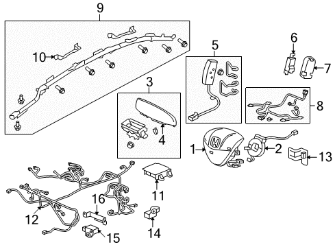 2013 Honda Insight Air Bag Components Sensor Assy., FR. Crash Diagram for 77930-SZT-B21