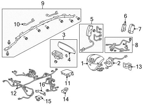 2010 Honda Insight Air Bag Components Reel Assembly, Cable (Furukawa) Diagram for 77900-TK6-A11