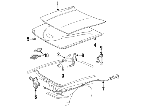 1992 Mercury Grand Marquis Hood & Components Lock Diagram for F4AZ-16700-A