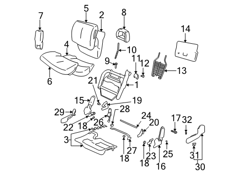 2001 Pontiac Bonneville Power Seats Panel, Driver Seat Cushion Outer Finish *Oak Diagram for 16817423