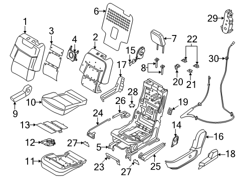 2021 Lincoln Aviator Second Row Seats Front Trim Diagram for LB5Z-7861748-AAE