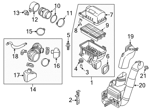 2014 Kia Sedona Filters Duct-Air"A" Diagram for 28210-4D200