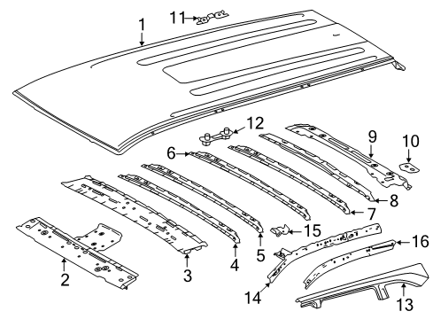 2016 Toyota Highlander Roof & Components Rear Header Diagram for 63105-0E050