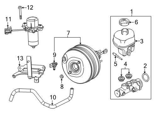 2021 Ram 1500 Dash Panel Components BRAKE BOOSTER VACUUM Diagram for 68451025AC