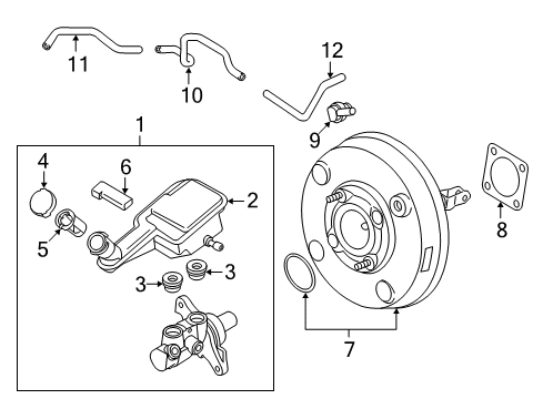 2012 Nissan Versa Hydraulic System Hose Vacuum Tank Diagram for 47474-1HL0A