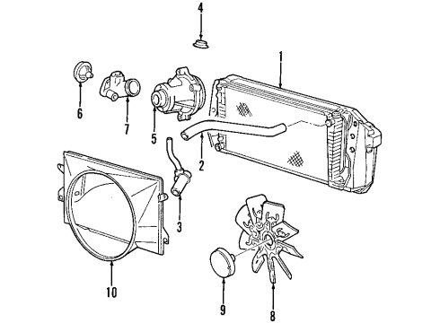 2004 Ford Expedition Cooling System, Radiator, Water Pump, Cooling Fan Upper Shroud Diagram for 2L1Z-8146-AA