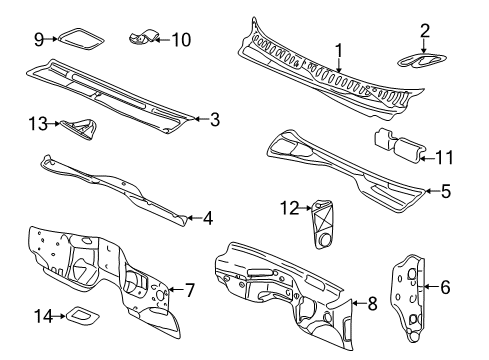 2006 GMC Yukon XL 1500 Cowl Panel Asm-Plenum Upper Diagram for 15130052