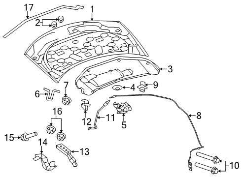 2011 Chrysler 200 Hood & Components BUSHING-Hood Prop Rod Pivot Diagram for 5020057AB