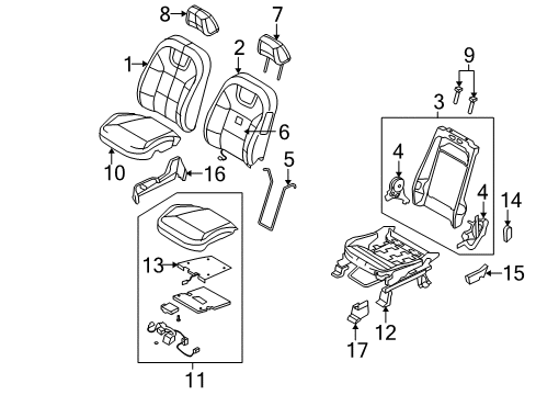 2009 Ford Focus Passenger Seat Components Seat Cushion Pad Diagram for 9S4Z-54632A22-A