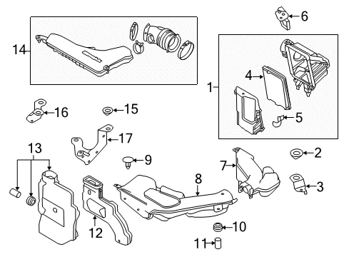 2016 Nissan Rogue Filters Duct-Air Diagram for 16554-4CL0D