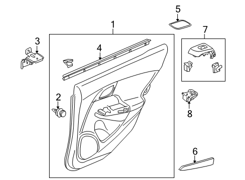 2014 Honda Insight Rear Door Weatherstrip, RR. Dr Diagram for 72835-TM8-013