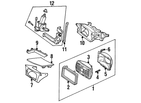 1996 Ford Probe Headlamps Headlamp Assembly Diagram for F32Z13008B