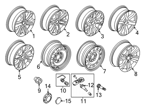 2021 Ford F-150 Wheels Wheel Cap Diagram for FL3Z-1130-L