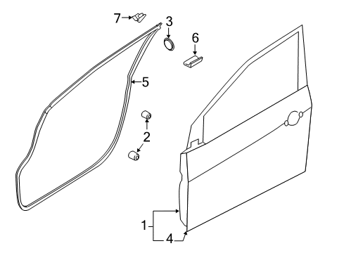 2018 Kia Forte5 Front Door WEATHERSTRIP Assembly-Front Door Side Diagram for 82130B0000