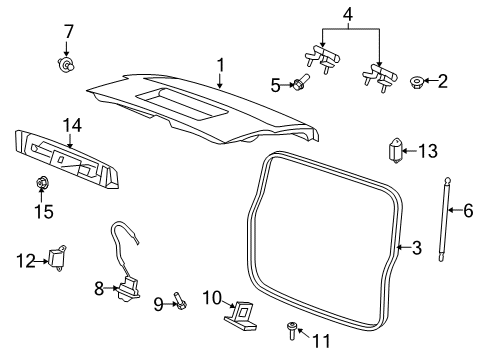 2008 Jeep Liberty Gate & Hardware Liftgate Prop Gas Diagram for 57010181AB