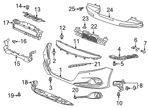 2021 Honda Accord Bumper & Components - Front CVR, FR- BUMPER Diagram for 71310-TVA-F00