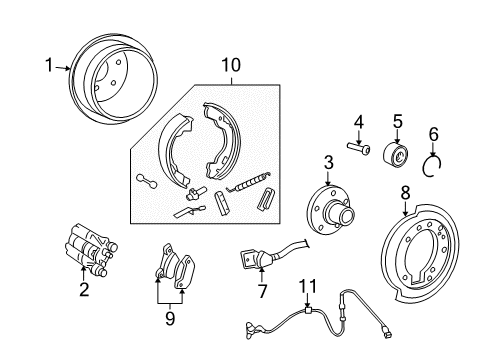 2008 Ford Explorer Sport Trac Parking Brake Front Cable Diagram for 7L2Z-2853-A