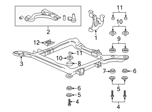 2003 Pontiac Bonneville Front Suspension Components, Lower Control Arm, Stabilizer Bar Insulator Asm-Drivetrain & Front Suspension Frame *Red/Green Diagram for 25680769