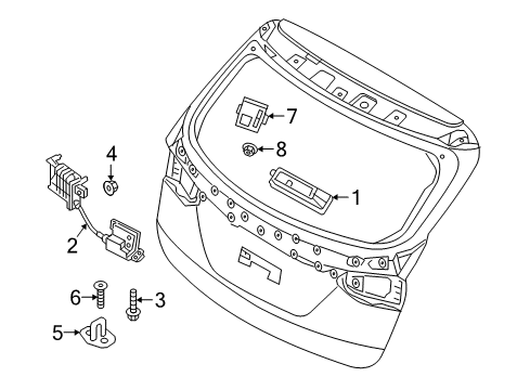 2018 Hyundai Santa Fe Sport Lift Gate Outside Handle & Lock Assembly-Trunk Lid Diagram for 81260-2W500