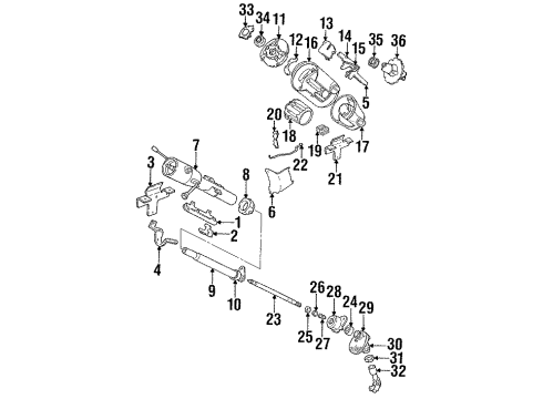 1986 Dodge Lancer Steering Column Housing & Components, Shaft & Internal Components, Shroud, Switches & Levers Clamp-Hose Diagram for 55056415AA