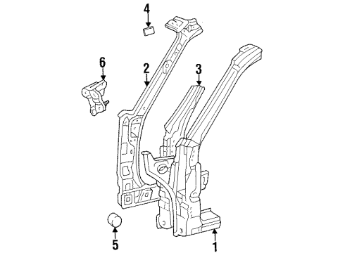 1997 Toyota Paseo Hinge Pillar Inner Pillar Diagram for 61024-16160