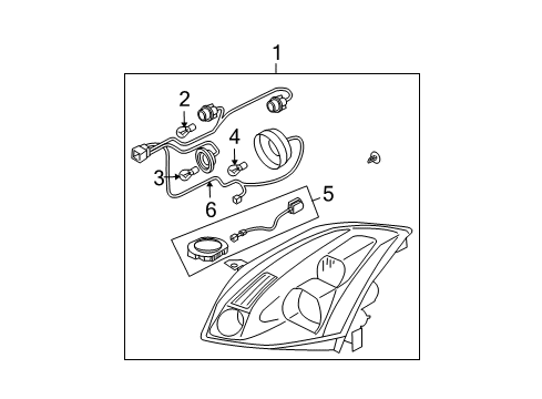 2006 Nissan Maxima Headlamps Left Headlight Assembly Diagram for 26060-ZA80A