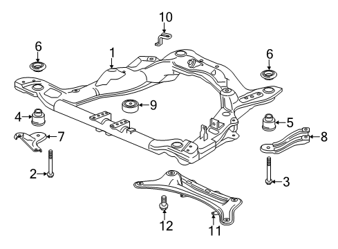 2017 Acura MDX Suspension Mounting - Front Stiffener, Steering Rack Diagram for 50220-TZ5-A00