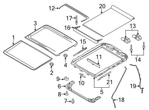 2018 Ford F-350 Super Duty Sunroof Sunroof Frame Diagram for FL3Z-16502C22-E