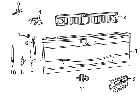 2019 Ram 1500 Tail Gate TAILGATE Hinge Diagram for 68312519AD