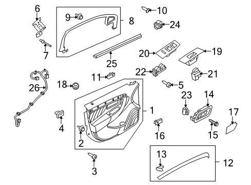 2012 Ford Taurus Front Door Upper Molding Diagram for AG1Z-5451752-AA