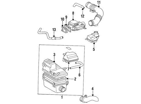 1994 Toyota T100 Powertrain Control Hose, Air Cleaner Diagram for 17881-65030