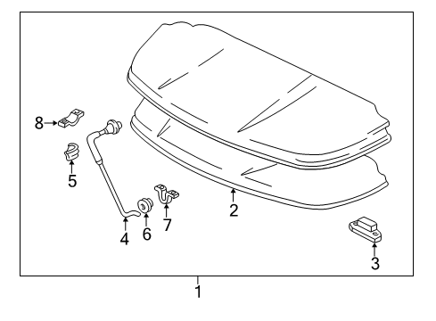 1998 Acura NSX Engine Lid - Lid & Components Stay, Engine Maintenance Lid Open Diagram for 74845-SL0-000
