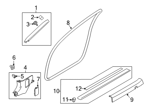 2021 INFINITI Q60 Interior Trim - Pillars Plate-Kicking, Front Outer RH Diagram for 769B0-5CA0A