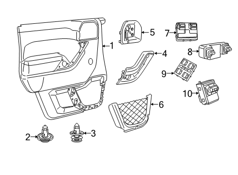 2011 Jeep Wrangler Front Door Panel-Front Door Trim Diagram for 1QJ28DX9AF