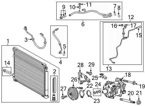 2020 Toyota Camry A/C Condenser, Compressor & Lines Compressor Assembly, W/M Diagram for 88370-33050