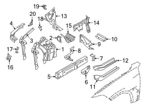 2022 BMW X7 Structural Components & Rails JOINT, SIDE FRAME, LEFT Diagram for 41007933265