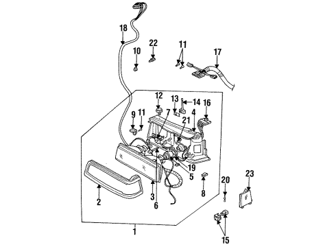 1987 Buick Electra Headlamps Slide Pivot Diagram for 16506783