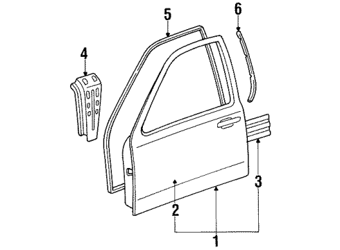 1993 Lincoln Town Car Front Door Regulator Diagram for F3VY-5423208-A