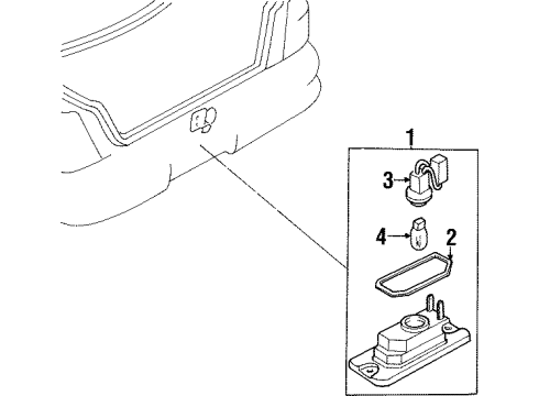 1991 Infiniti G20 License Lamps Lamp Assembly-Licence, R Diagram for 26510-50J00