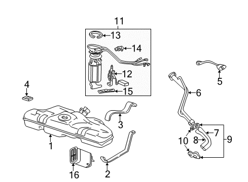 2000 Chevrolet Malibu Fuel System Components Fuel Level Sensor Kit Diagram for 25325049