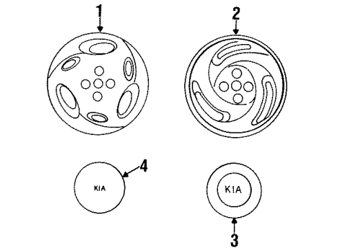 1995 Kia Sephia Wheels & Trim Emblem Center Cap Diagram for 0K20537190B