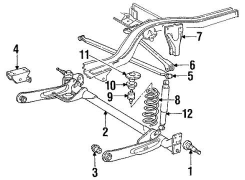 1993 Chrysler New Yorker Rear Axle, Ride Control, Trailing Arm, Suspension Components Axle Half Shaft Diagram for 4882522AC
